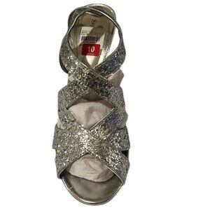 Style & Co size 10 Silver glitter platform heels adjustable strap NIB